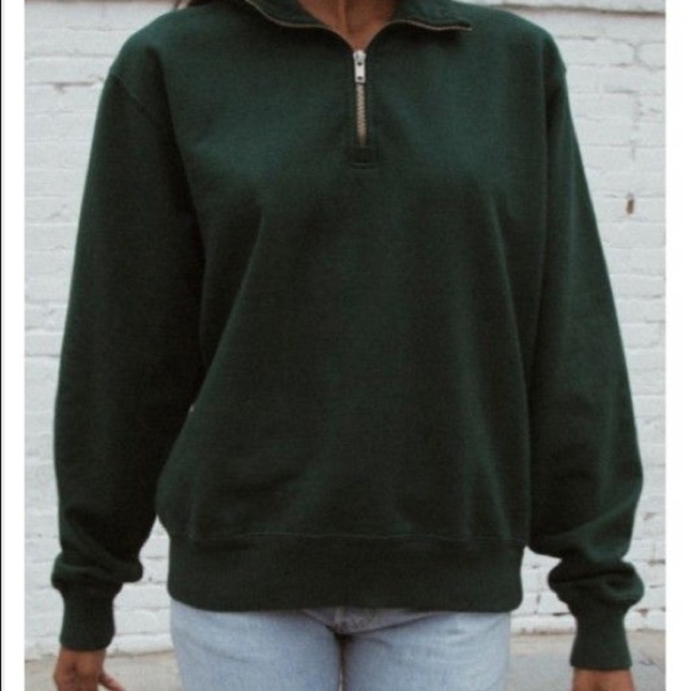 BRANDY MELVILLE DARK GREEN QUARTER ZIP PULLOVER